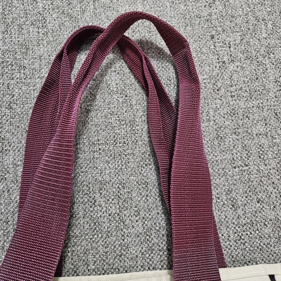 Harvard Vinyl Canvas Tote Two Tone Laege BLACK/BURGANDY/CREAM - Picture 8 of 12